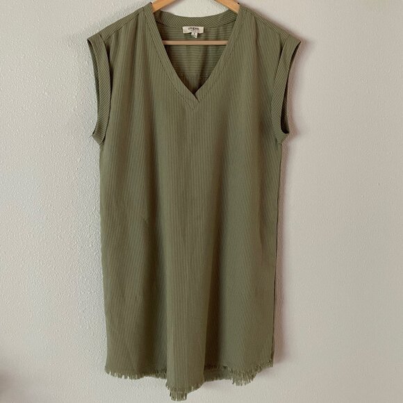 Umgee Shift or Belted Mini Dress Khaki Green Size S - Picture 1 of 9